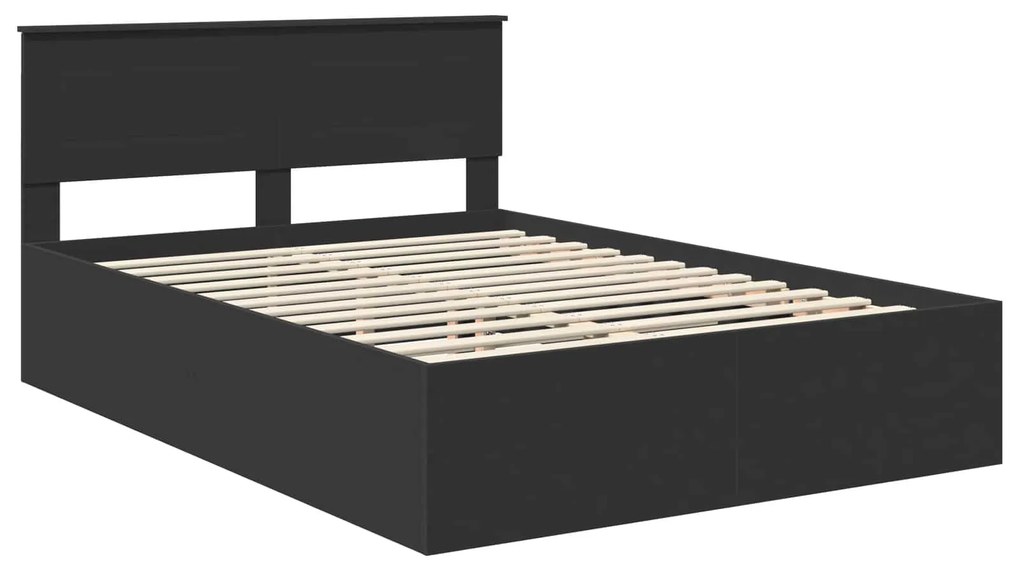 vidaXL Σκελετός Κρεβατιού Μαύρο 140 x 190 cm Επεξεργασμένο ξύλο