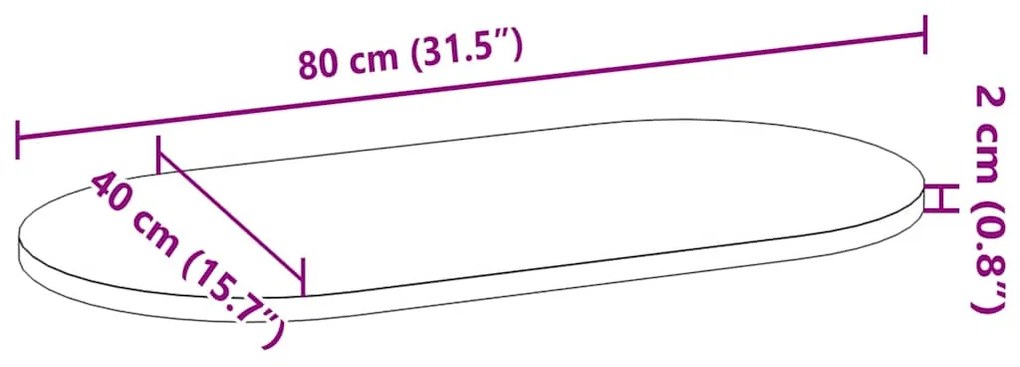 Επιτραπέζια επιφάνεια Σκούρο Καφέ 80x40x2 εκ. Ξύλο Δρυός Οβάλ - Καφέ