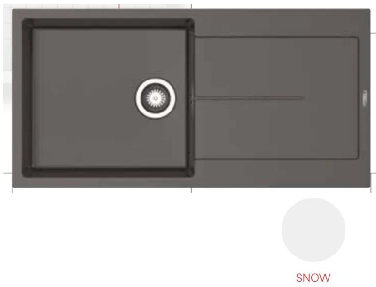 Pyramis Ithaka 1B 1D PLUS Ένθετος Νεροχύτης από Συνθετικό Γρανίτη 100x50cm Snow