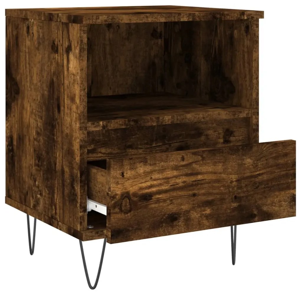 vidaXL Κομοδίνα 2 τεμ. Καπνιστή Δρυς 40 x 35 x 50 εκ. Επεξεργ. Ξύλο