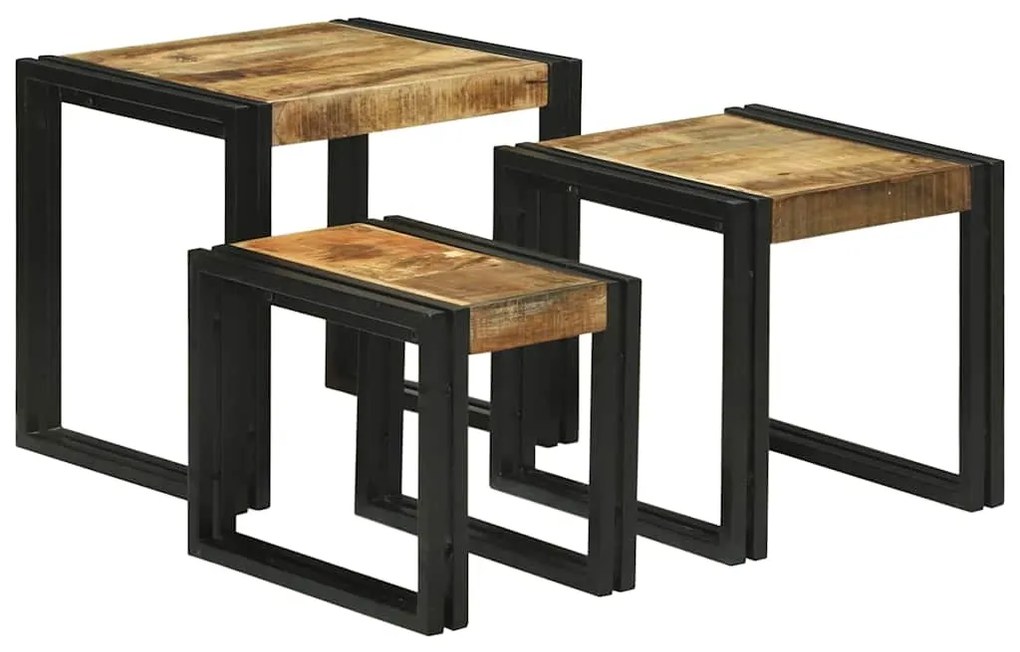 vidaXL Τραπέζι Σαλονιού με Στηρίγματα 3 pcs Καφέ και Μαύρο