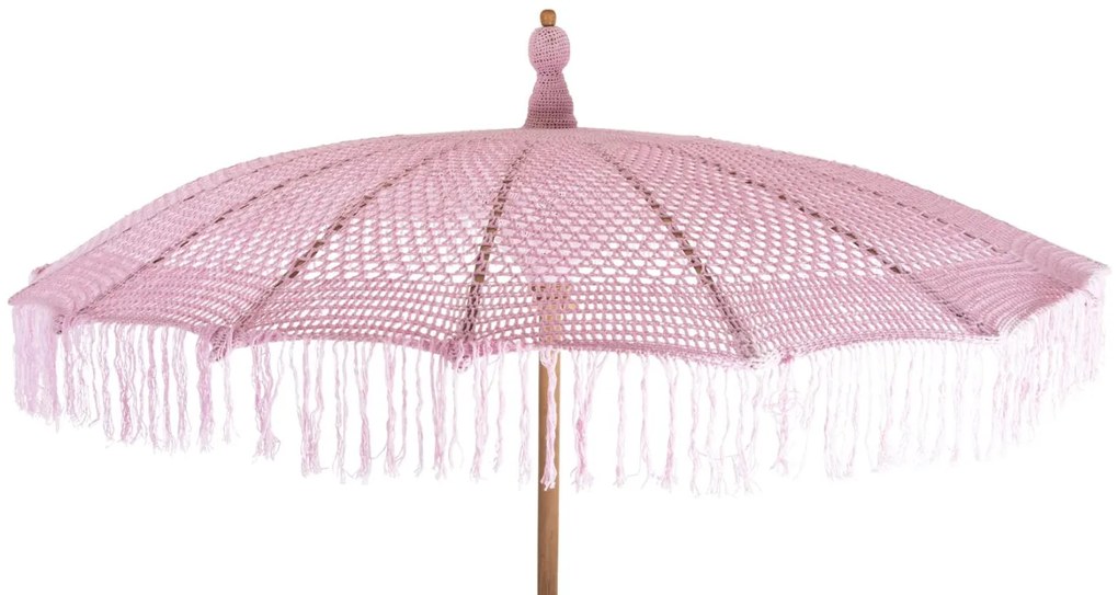 ΟΜΠΡΕΛΑ ΜΠΑΛΙΝΕΖΙΚΗ ΜΑΚΡΑΜΕ ΡΟΖ ΞΥΛO TEAK Φ200X250εκ.