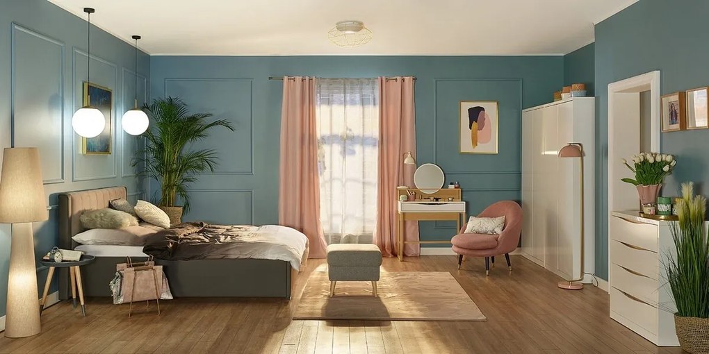 Τραπέζι γραφείου Boston BB106, 85x78x40cm, 16 kg, Γυαλιστερό λευκό, Άσπρο, Δρυς, Πλαστικοποιημένη μοριοσανίδα, Στυλ: Μοντέρνο, Με συρτάρια