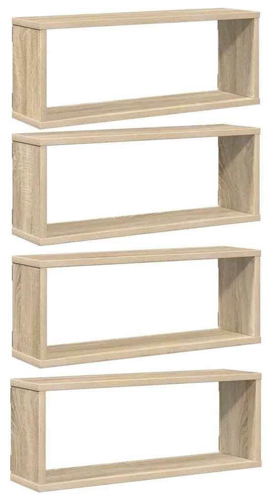 vidaXL Ράφια Κύβοι Τοίχου 4 τεμ. Sonoma Δρυς 60x15x23 εκ. Επεξ. Ξύλο