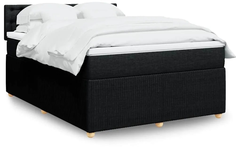 vidaXL Κρεβάτι Boxspring με Στρώμα Μαύρο 160x200 εκ. Υφασμάτινο