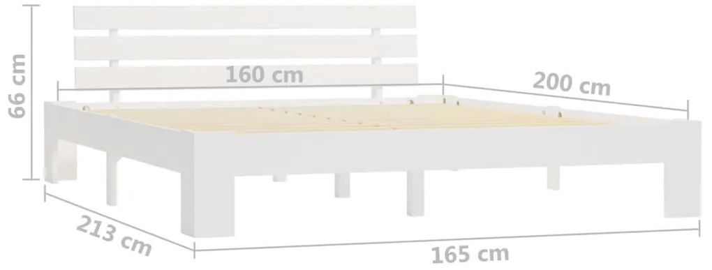 vidaXL Πλαίσιο Κρεβατιού Λευκό 160 x 200 εκ. από Μασίφ Ξύλο Πεύκου