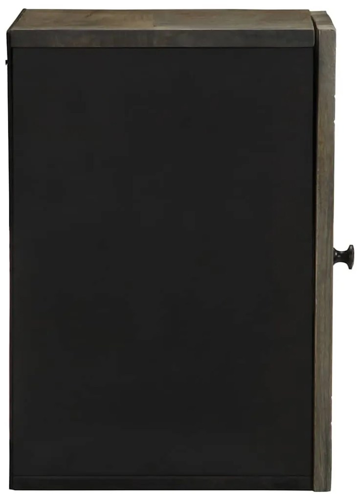 Ντουλάπι Μπάνιου Επιτοίχιο 38x33x48 εκ. από Μασίφ Ξύλο Μάνγκο - Μαύρο