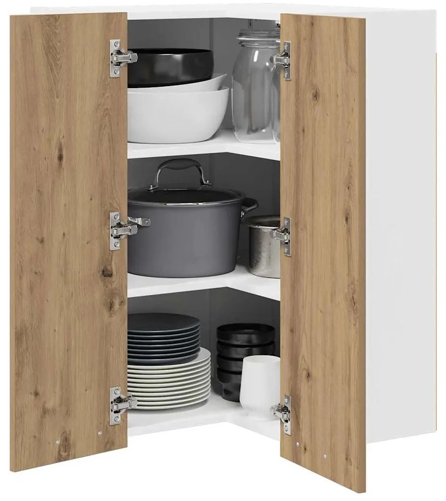 vidaXL Κρεμαστό ντουλάπι με αποθήκευση Riga Χειροποίητη Δρυς και Λευκό