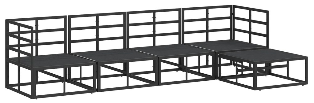 vidaXL Σετ Καναπέ Κήπου με μαξιλάρι 5 pcs Μαύρο Αλουμίνιο