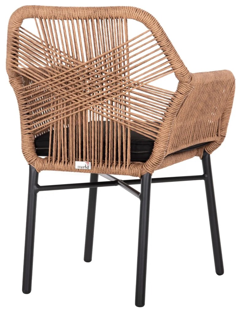 Καρέκλα - Πολυθρόνα TOPIN C6048.02 Μαύρη Αλουμινίου με Ρ.Ε. Rattan Μπέζ και Μαύρο Μαξιλάρι 57x65x84Υ εκ. 57x65x84 εκ.