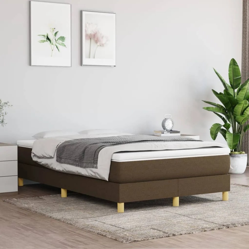 vidaXL Κρεβάτι Boxspring με Στρώμα Σκούρο Καφέ 120x200 εκ. Υφασμάτινο