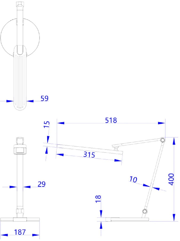 ΦΩΤΙΣΤΙΚΟ ΓΡΑΦΕΙΟΥ LED BLAIN PRO HM4454.02 ΜΑΥΡΗ ΒΑΣΗ ABS-ΓΚΡΙ ΑΛΟΥΜΙΝΙΟ 51,8x40Υεκ.