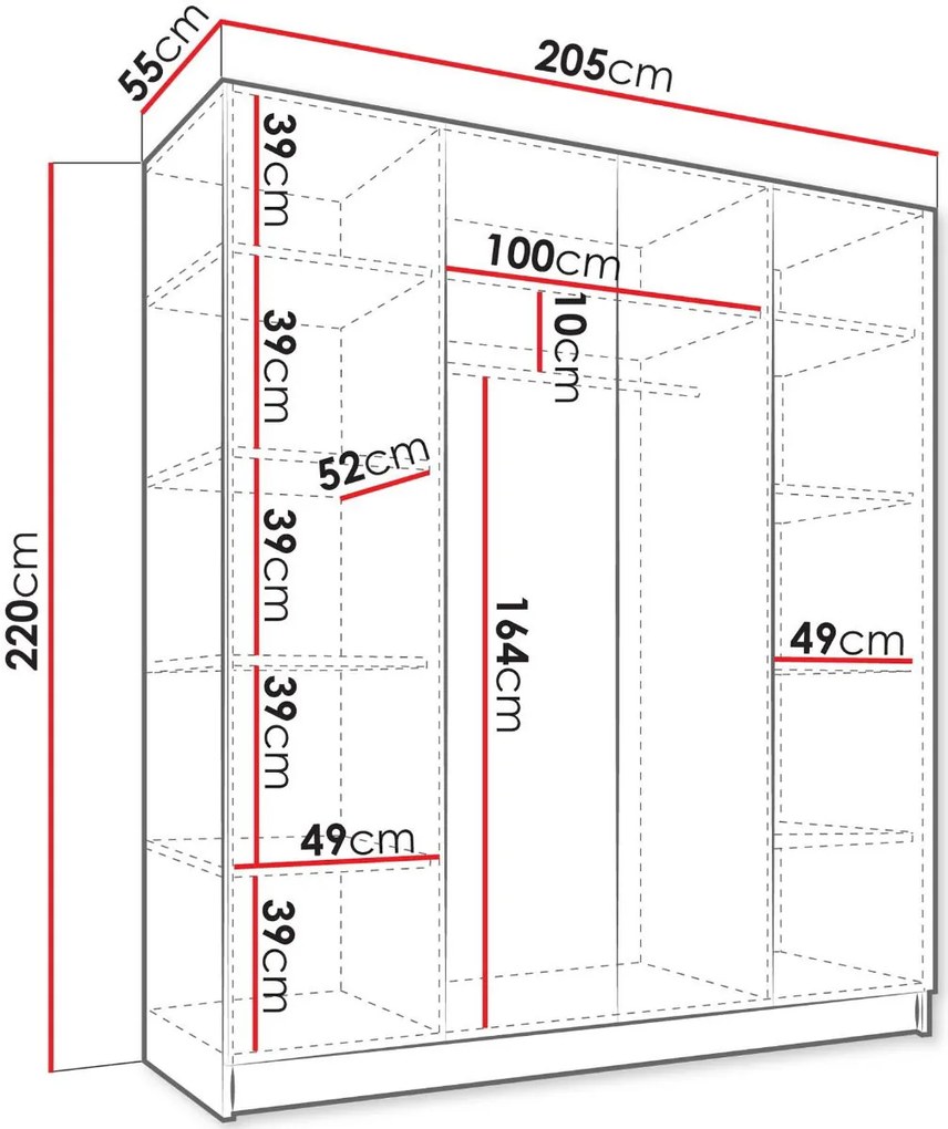 Ντουλάπα Como τετράφυλλη-Fusiko-Mavro