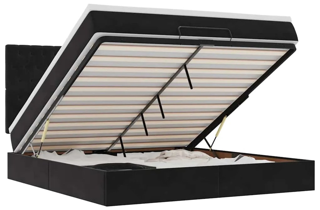 vidaXL Οθωμανικό κρεβάτι με στρώματα Μαύρο 160x200cm Velvet