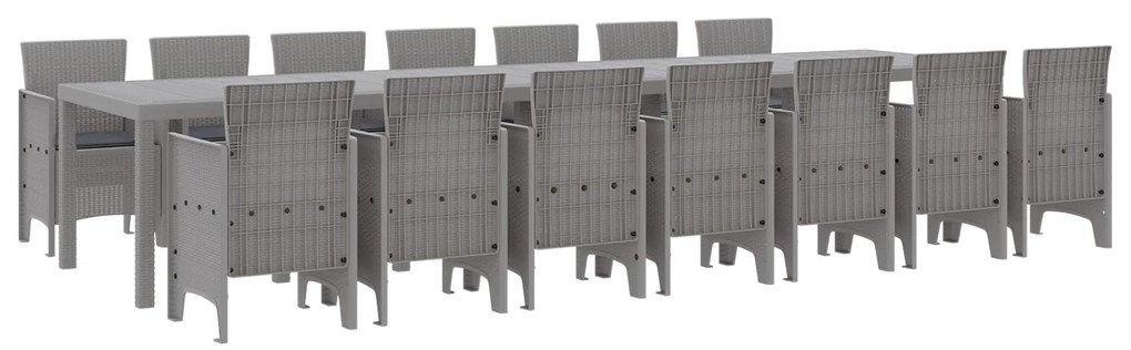 vidaXL Σέτ φαγητού για κήπο 15 pcs Ανοιχτό γκρι Rattan Polt
