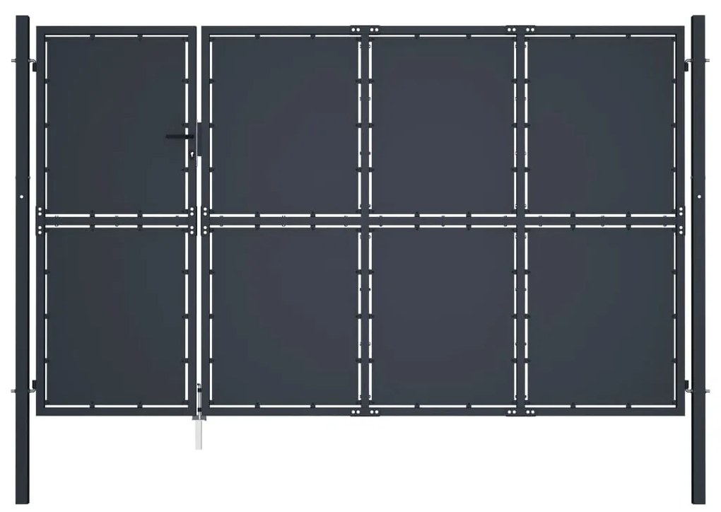 Πόρτα Περίφραξης Κήπου Ανθρακί 350 x 150 εκ. Ατσάλινη - Ανθρακί
