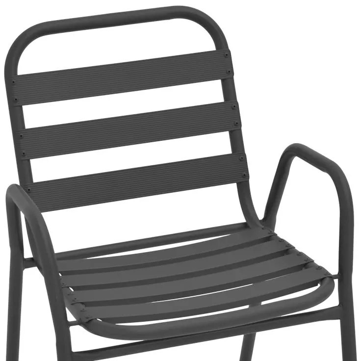 Καρέκλα - Πολυθρόνα Sussie στοιβαζόμενη ανθρακί μέταλλο με φέτες αλουμινίου 45x62x76 εκ. 45x62x76 εκ.