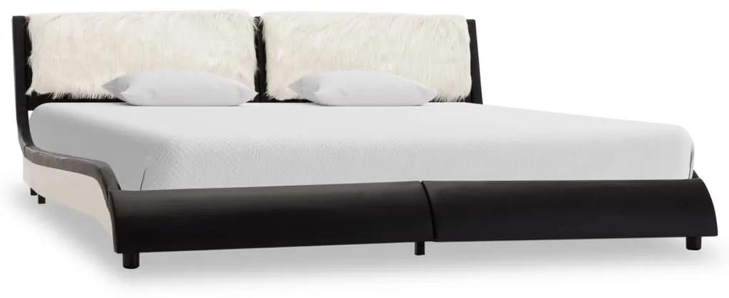 Πλαίσιο Κρεβατιού με LED Ασπρόμαυρο 180x200 εκ. Συνθετικό Δέρμα - Μαύρο