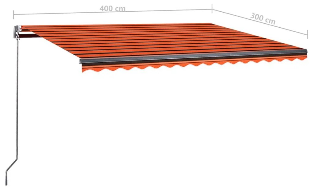Τέντα Αυτόματη Ανεξάρτητη Πορτοκαλί/Καφέ 400 x 300 εκ. - Πολύχρωμο