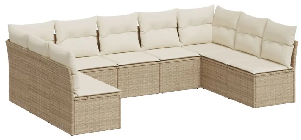 vidaXL Σαλόνι Κήπου Σετ 9 τεμ. Μπεζ Συνθετικό Ρατάν με Μαξιλάρια