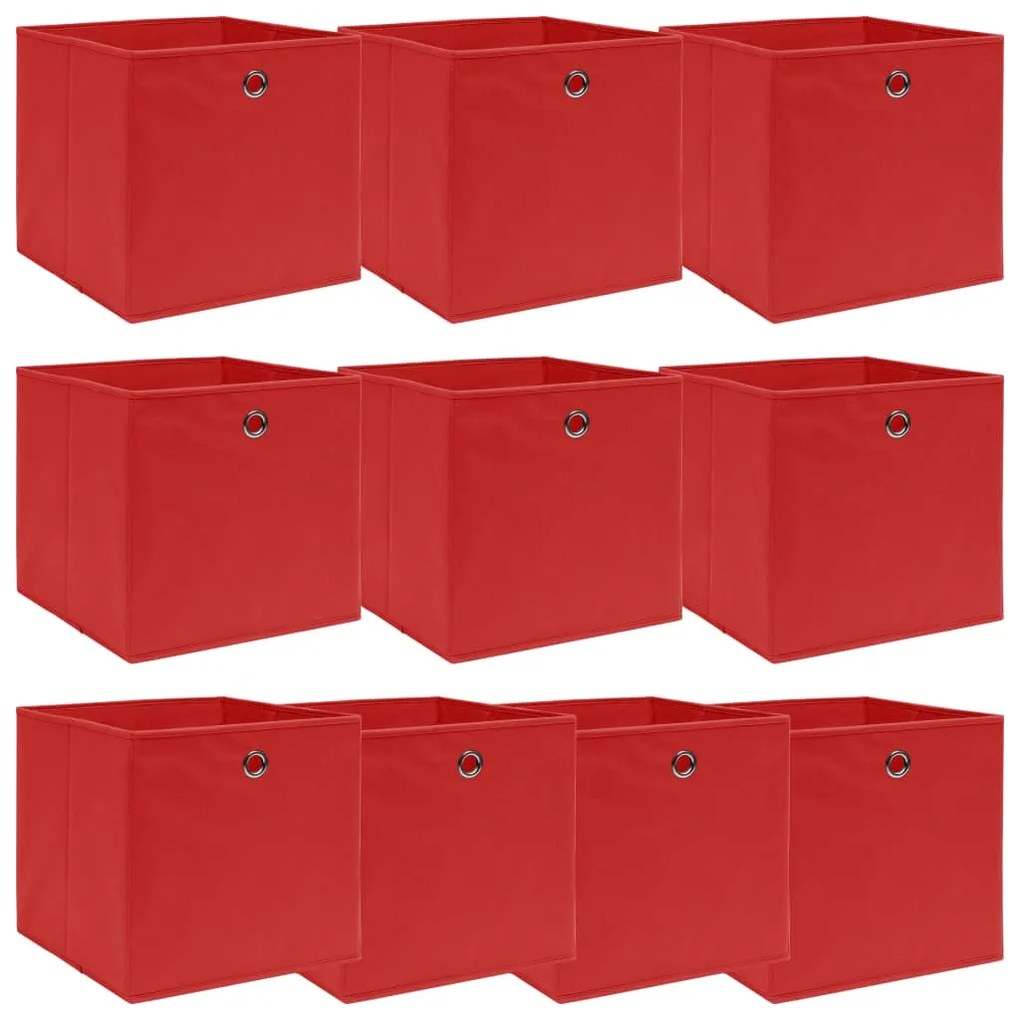 vidaXL Κουτιά Αποθήκευσης 10 τεμ. Κόκκινα 32 x 32 x 32 εκ. Υφασμάτινα