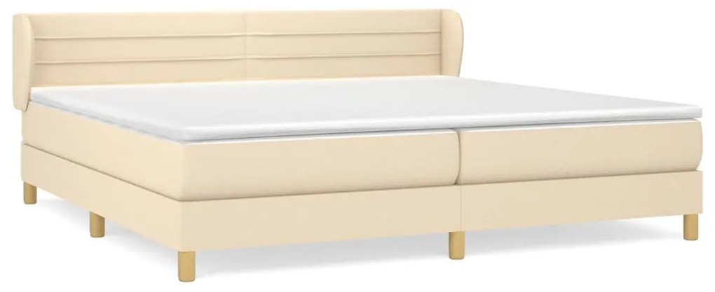 vidaXL Κρεβάτι Boxspring με Στρώμα Κρεμ 200x200 εκ. Υφασμάτινο