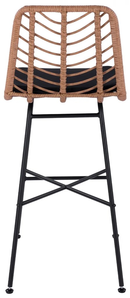 Σκαμπό Μπαρ GAVIN C5706 Μεταλλικό με Μπέζ Wicker 47x59x111Υ εκ. 47x59x111 εκ.