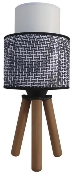Επιτραπέζιο Φωτιστικό 1xE27 Μαύρο-Λευκό Ξύλινη Τρίποδη Βάση Φ16cm ΗΚ-10 14-0385 Heronia Lighting 14-0385