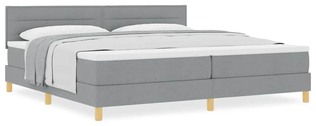 vidaXL Κρεβάτι box spring με στρώμα Ανοιχτό γκρι 200 x 200 cm ύφασμα