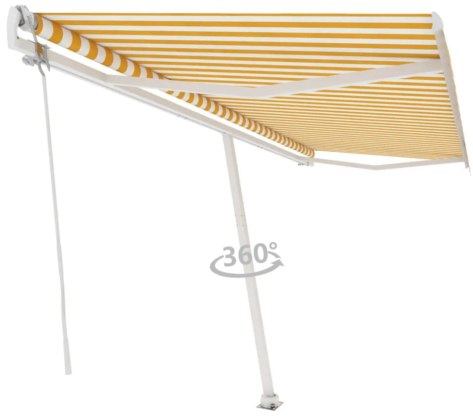 vidaXL Τέντα Αυτόματη Ανεξάρτητη Κίτρινο/Λευκό 500 x 350 εκ.