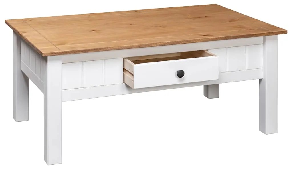 vidaXL Τραπεζάκι Σαλονιού Λευκό 100x60x45 εκ. Μασίφ Πεύκο Σειρά Panama