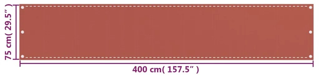 vidaXL Διαχωριστικό Βεράντας Τερακότα 75 x 400 εκ. από HDPE