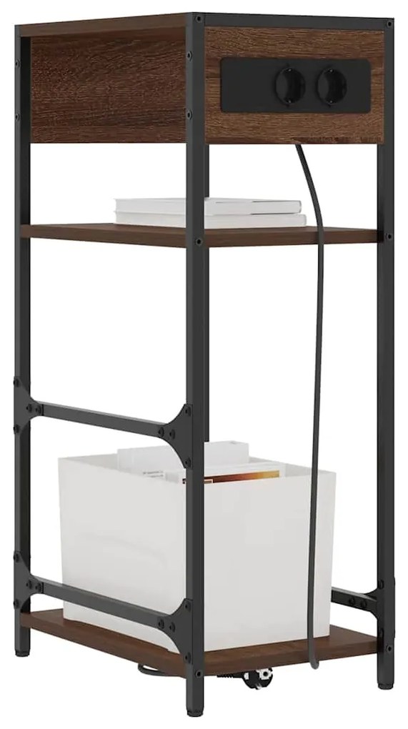 vidaXL Κομοδίνο Καφέ δρυς 40 x 27 x 76 εκ Επεξεργασμένο ξύλο