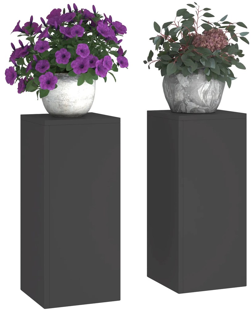vidaXL Γλάστρες Έξω Στήλη 2 τμχ Μαύρο 24x24x55 εκ Ατσάλι