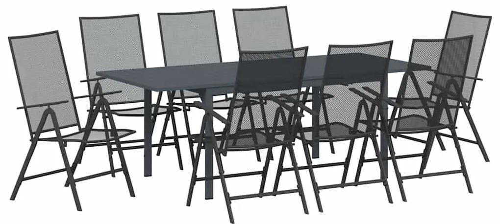 vidaXL Σέτ φαγητού για κήπο 9 pcs Ανθρακί Ατσάλι