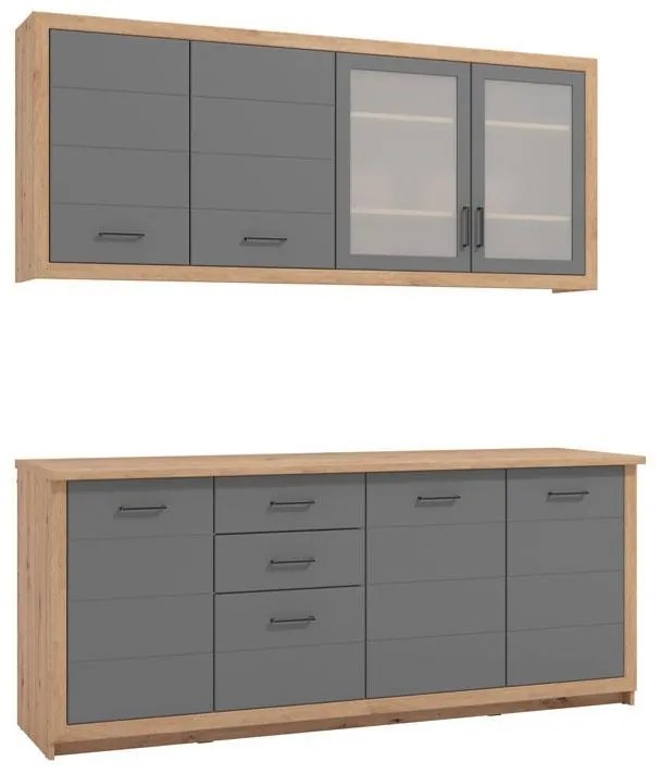 Σύνθεση Κουζίνας Ipanema 200 Artisan Oak - Γκρί Ματ 200x60x224,5 εκ. 200x60x224.5 εκ.