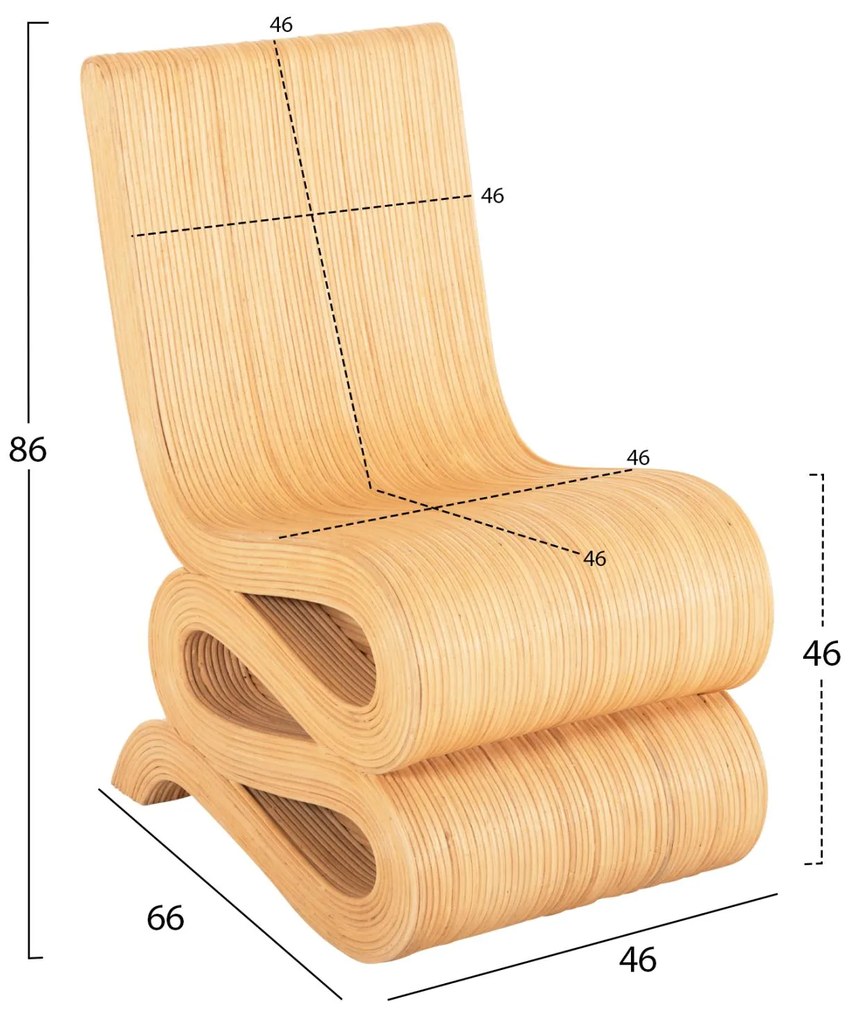 Καρέκλα - Πολυθρόνα CURVY LOUNGE2 C9885 Φυσικό Rattan 46x66x86Υεκ. 46x66x86 εκ.