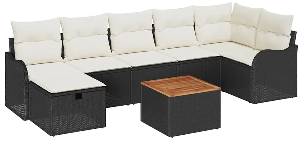vidaXL Σετ Καναπέ Κήπου με μαξιλάρι 8 pcs Μαύρο Πολυ ράταν