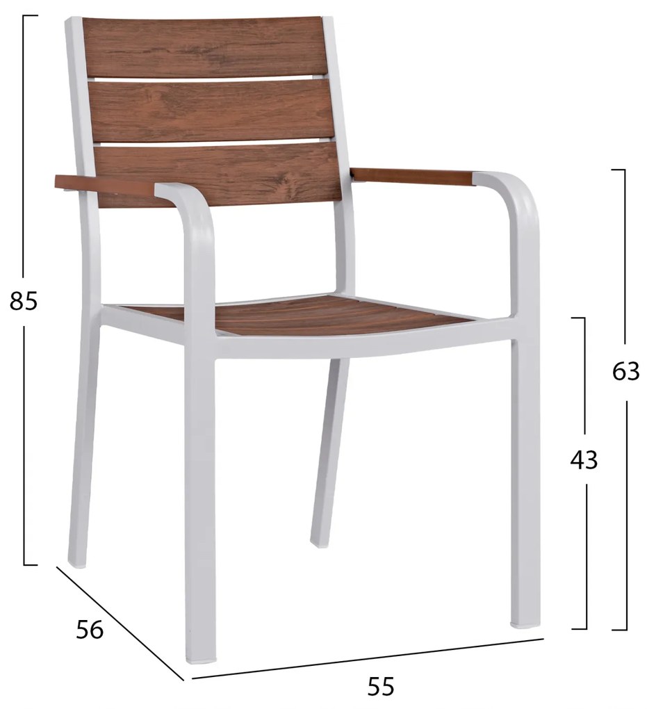 ΠΟΛΥΘΡΟΝΑ ΑΛΟΥΜΙΝΙΟΥ SAGA ΛΕΥΚΗ ΜΕ POLYWOOD HM5127.01 55x56x85Υ εκ. - 0614616 - HM5127.01