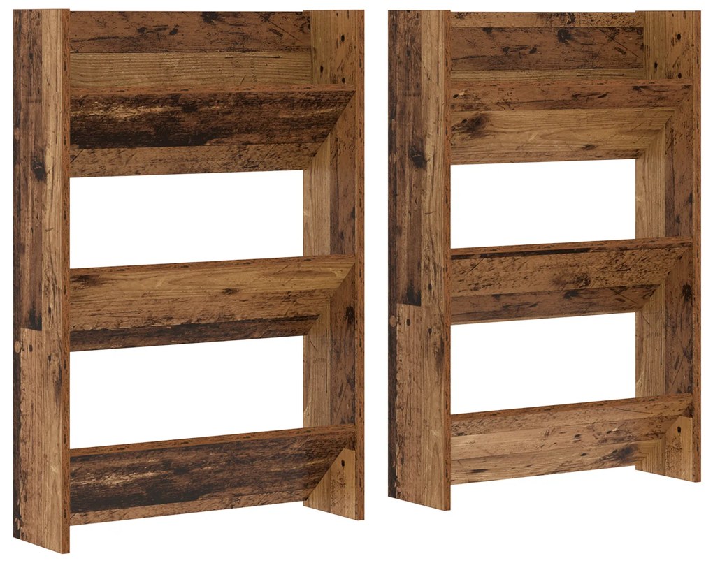 vidaXL Ντουλάπες παπουτσιών τοίχου 2 pcs Παλιό ξύλο 60 x 18 x 60 εκ