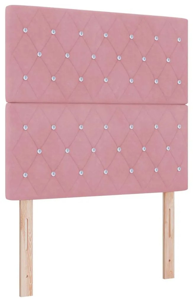 vidaXL Κρεβάτι με ελατήρια με στρώμα Ροζ 90 x 190 cm Βελούδο