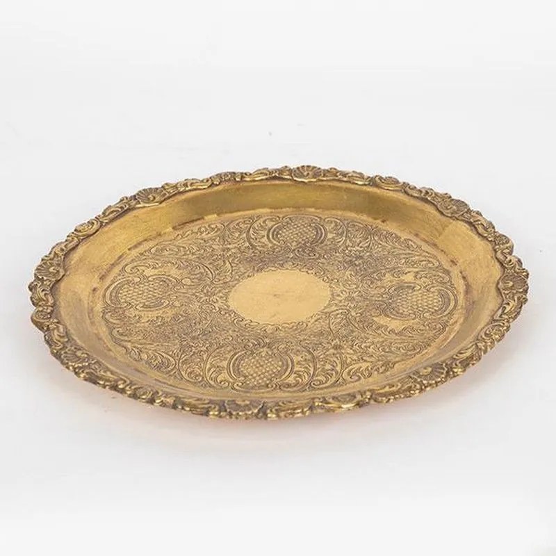 Δίσκος Σερβιρίσματος 752-16082 25x1.5x25cm Gold Estheti Home Polyresin