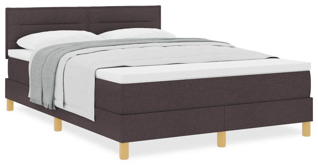 vidaXL Κρεβάτι με Βάθρο και Στρώμα Σκούρο Καφέ 140x200 εκ. Υφασμάτινο