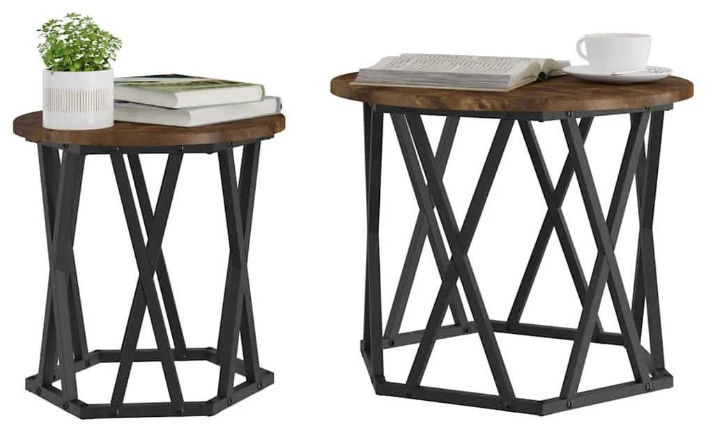 vidaXL Τραπεζάκι Πλευράς 2 pcs Καπνιστή δρυς 50 x 50 x 40 cm