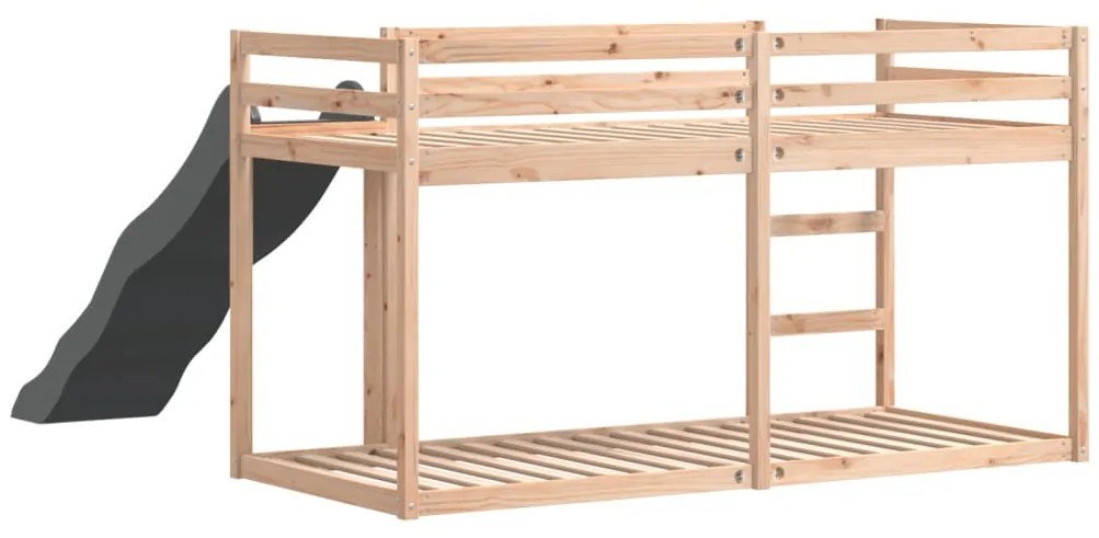 vidaXL Κουκέτα με Τσουλήθρα/Σκάλα 90x190 εκ. από Μασίφ Ξύλο Πεύκου