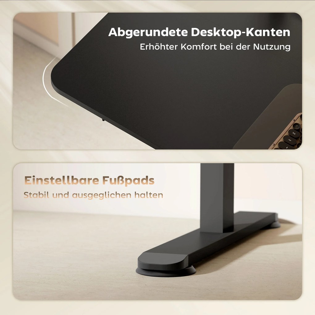 Vinsetto Γραφείο Όρθιας Εργασίας Ρυθμιζόμενο σε Ύψος Γραφείο Υπολογιστή, 140 cm x 70 cm x 116 cm, Μαύρο