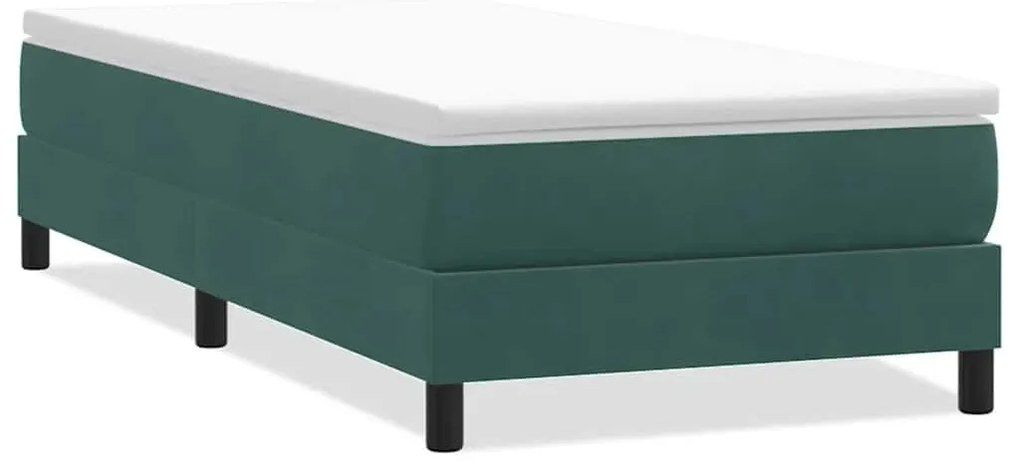 Box Spring Κρεβάτι χωρίς στρώμα Σκούρο πράσινο Βελούδινο - Πράσινο