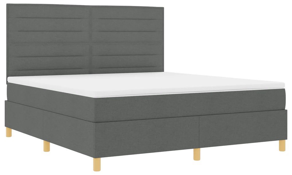 vidaXL Box Spring Bed με Στρώμα Σκούρο Γκρι