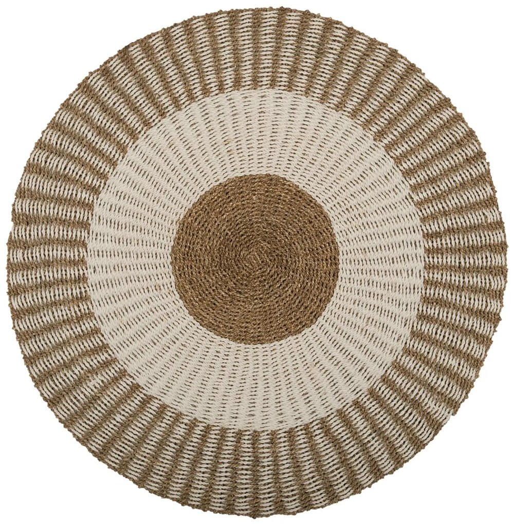 Χαλί KIRKI C7842 Στρόγγυλο από Φυσικές Ίνες Seagrass Λευκό-Φυσικό Φ150εκ. 150x150x3 εκ.