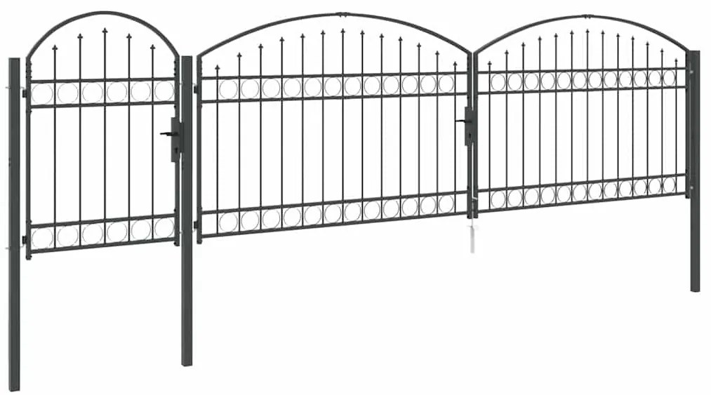 vidaXL Πύλη Κήπου με Καμπύλη Κορυφή Γκρι 500 x 100 cm Ατσάλι